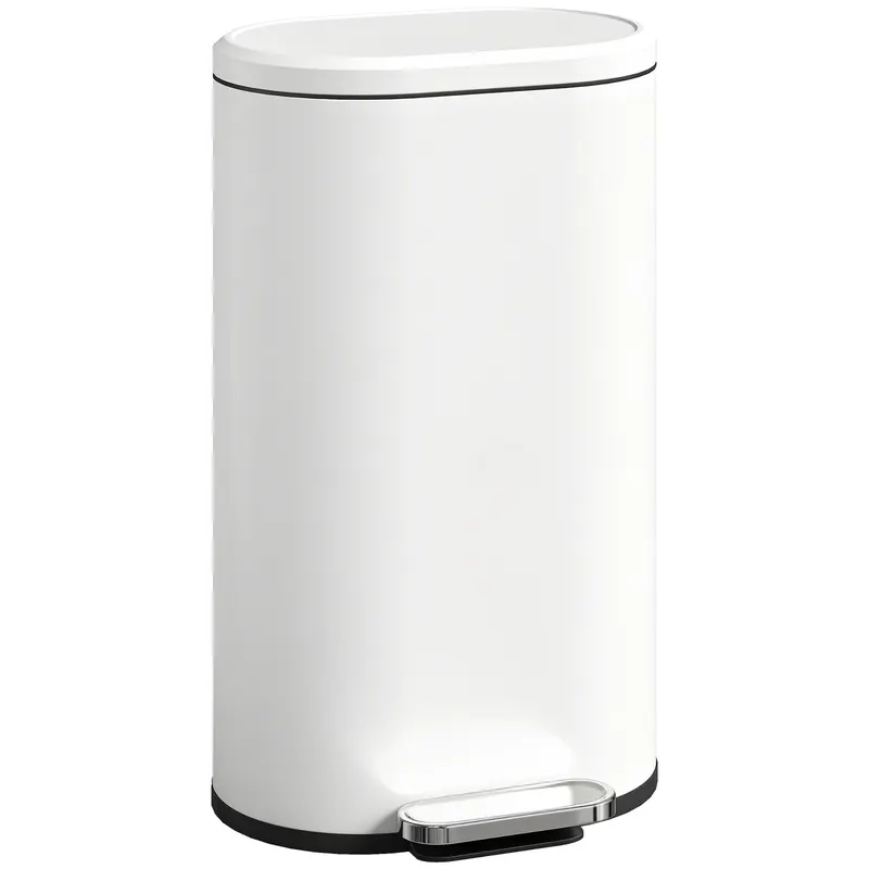 HOMCOM Coș de gunoi pentru bucătărie 30 L, coș cu pedală cu capac Soft-Close, pedală din metal, alb crem, 36,5 X 31 x 61 cm | Romania