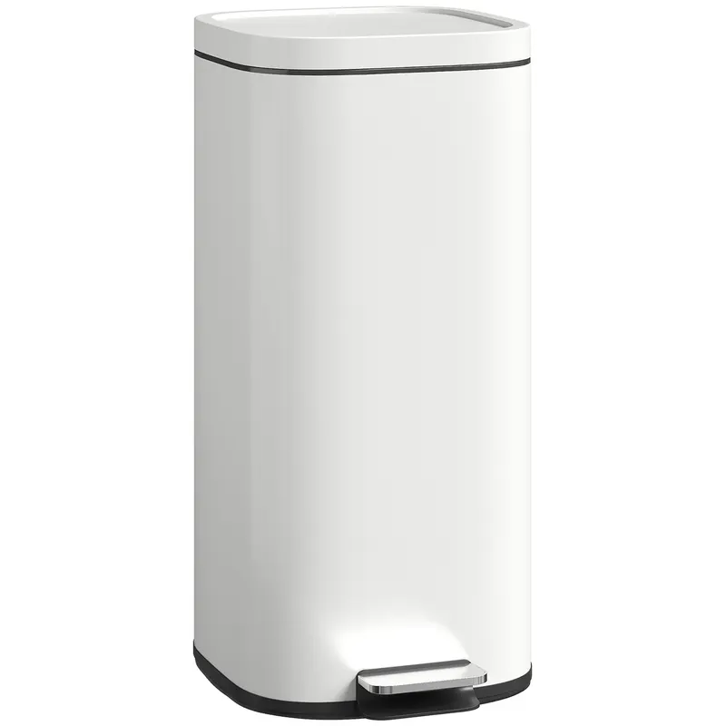 HOMCOM Coș de gunoi pentru bucătărie 30 L, cu pedală și capac, funcție soft-close și menținere deschisă pentru bucătărie, acasă | Romania