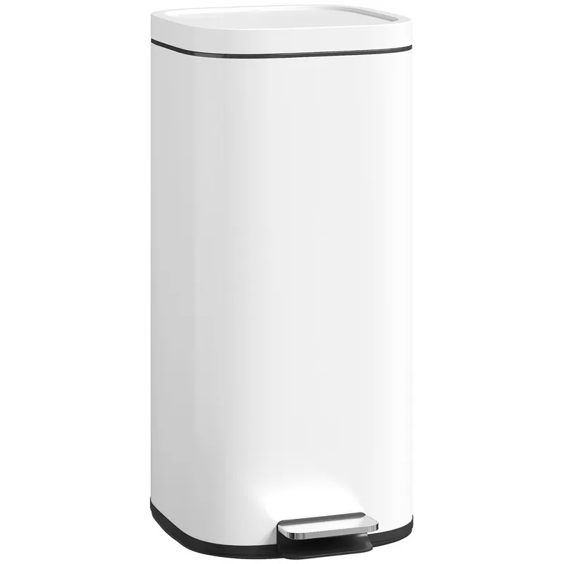 HOMCOM Coș de gunoi de bucătărie 30 L cu pedală și capac, funcție Soft-Close și blocare deschisă pentru bucătărie, acasă | Romania