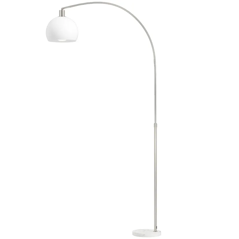 HOMCOM Lampadar, cap curbat, comutator pedalier, bază din marmură, abajur din plastic, Alb | Romania