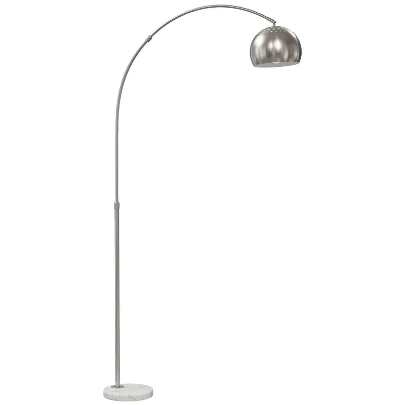 HOMCOM Stehlampe, Bogen-Design mit Marmorsockel, 167 cm, Silber | Romania