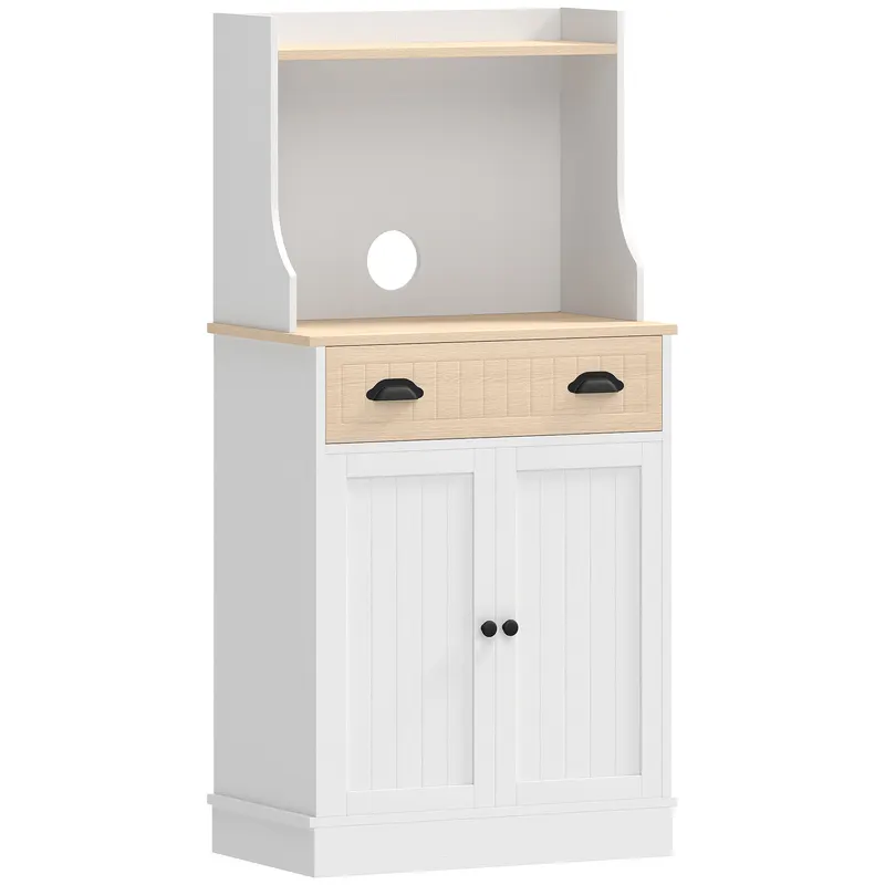 HOMCOM Dulap pentru cuptor cu microunde pentru bucătărie cu spațiu deschis 1 sertar și dulap cu 2 uși 61 x 35 x 125,4 cm stejar | Romania