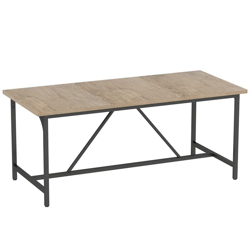 HOMCOM Masă dreptunghiulară de dining pentru 6-8 persoane masă de bucătărie stil industrial 180 x 80 x 75,5 cm efect lemn natural | Romania