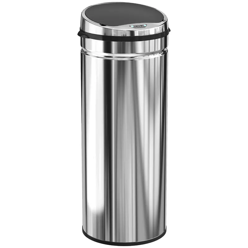 HOMCOM Coș cu senzor de mișcare deschidere automată 50 L en acier inoxydable noir et argent | Romania