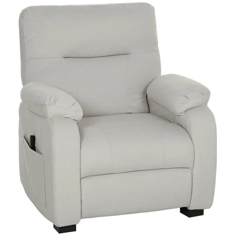HOMCOM Fotoliu relax electric fotoliu reclinabil port USB suport picioare buzunare laterale telecomandă 96x90x103cm crem | Romania