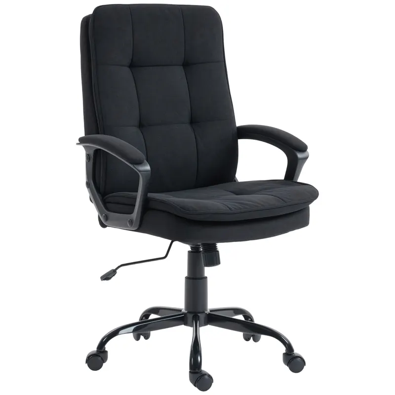 HOMCOM Scaun de Birou Ergonomic din Material Tip In, Înălțime Reglabilă, Funcție de Balansare, 120 kg, Negru | Romania