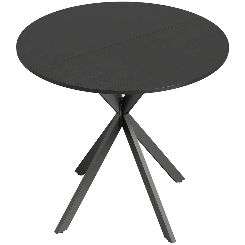 HOMCOM Masă Rotundă de Dining în Stil Industrial cu Picioare în Cruce din Oțel, Ø80x75 cm, Negru | Romania