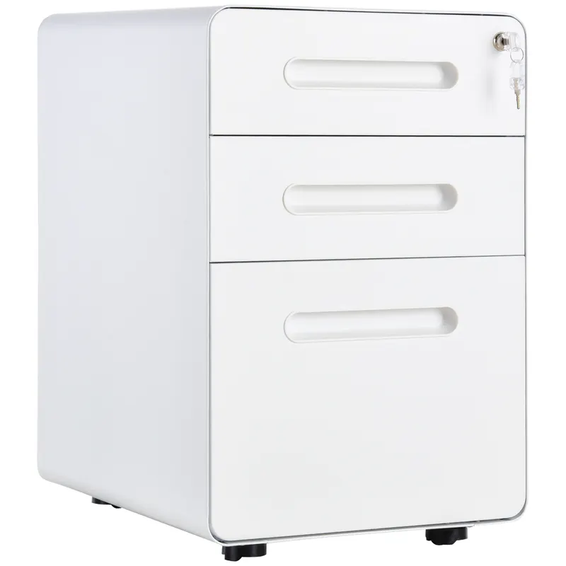 Vinsetto Caisson birou mobil și verrouillable cu 3 sertare pentru format A4, scrisori, legal, 39 x 48 x 59 cm, alb | Romania