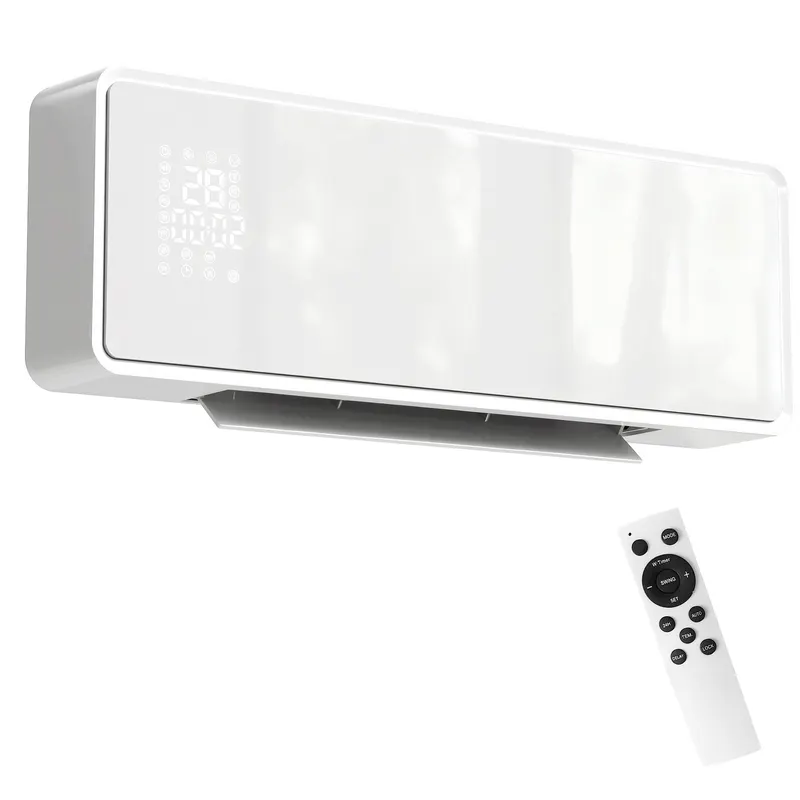 HOMCOM Încălzitor în ceramicâ de perete 2000W, 3 moduri, Temporizator, Panou de sticlă Alb | Romania