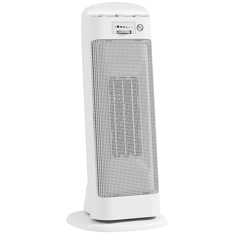 HOMCOM Sobă Electrică Ceramică 2000W, 4 Moduri și Încălzire Reglabilă, Oscilație 55°, Alb | Romania
