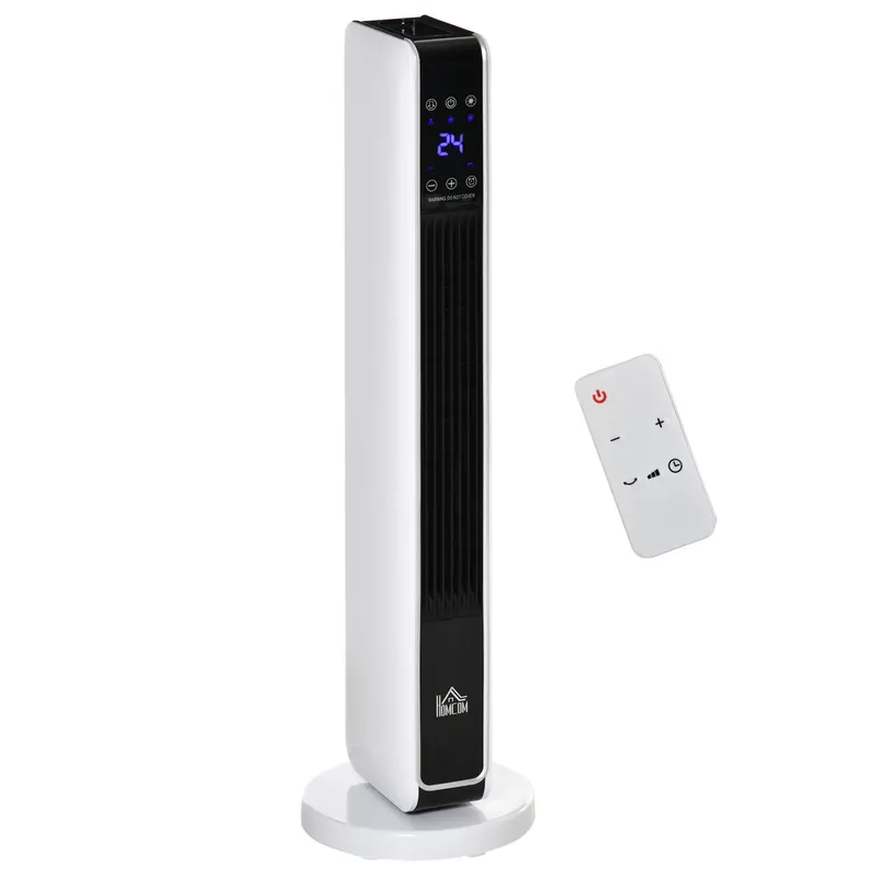 HOMCOM Încălzitor Electric Ceramic de 2200W cu 3 Moduri de Funcționare și Telecomandă, Alb | Romania