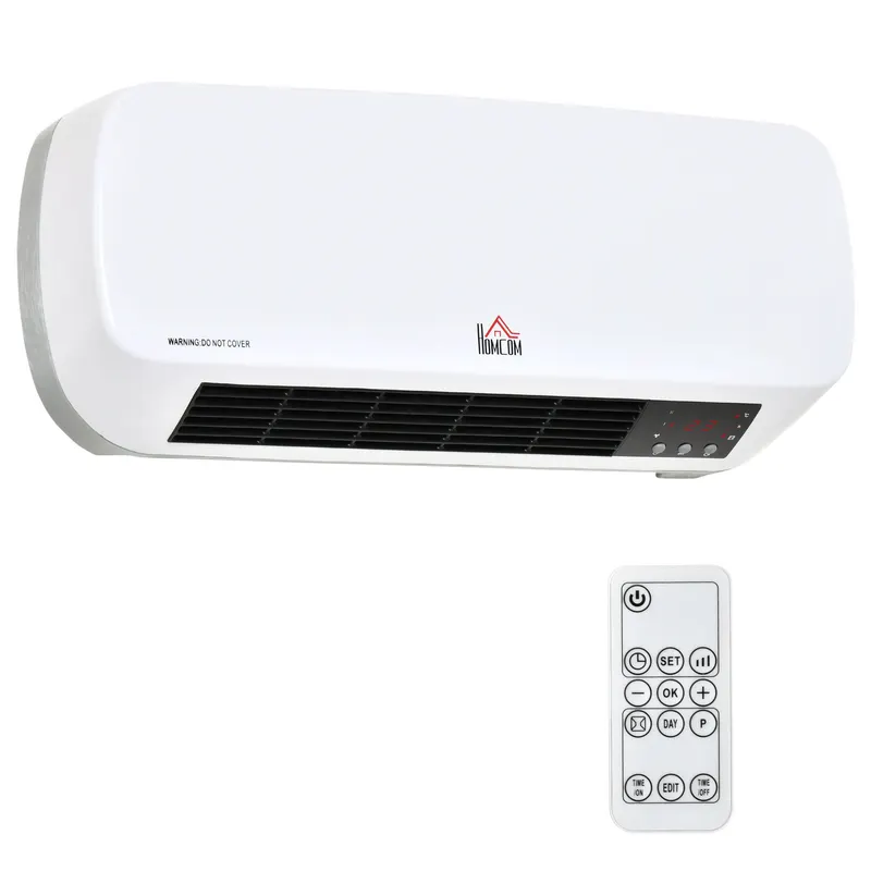 Soba Electrica de Perete Incalzitor cu Telecomanda Timer Temperatura Reglabila Timer 12h, Alb HOMCOM | RO