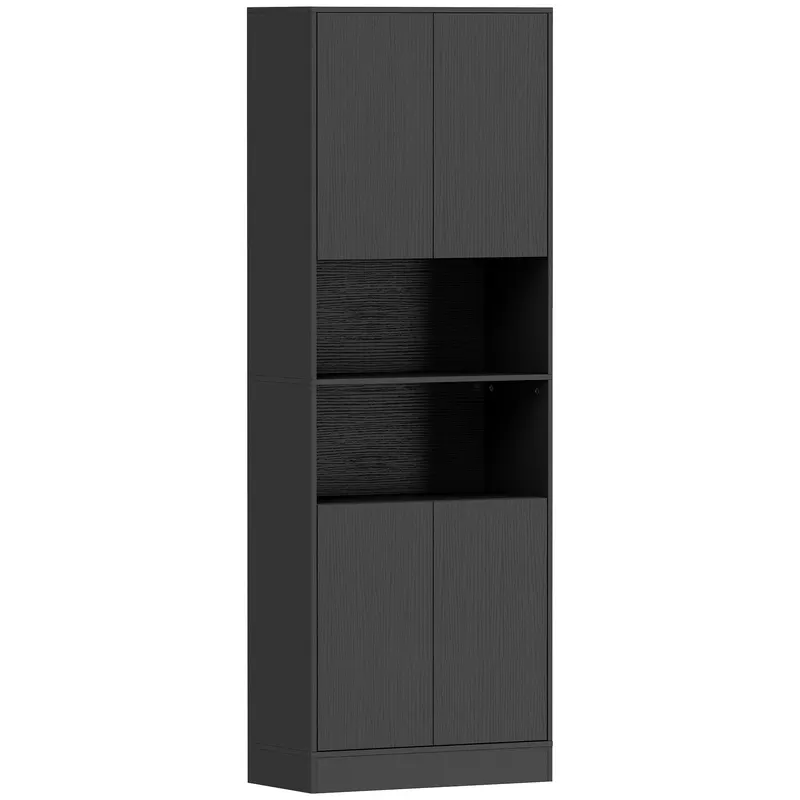 HOMCOM Cămară de bucătărie 170 cm, dulap cu raft reglabil, negru aspect lemn | Romania