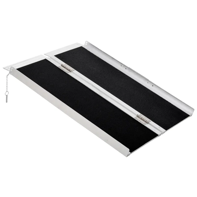 HOMCOM Rampă portabilă pliabilă pentru scaun cu rotile, 91x72 cm, din aluminiu, 270 kg, argintie | Romania