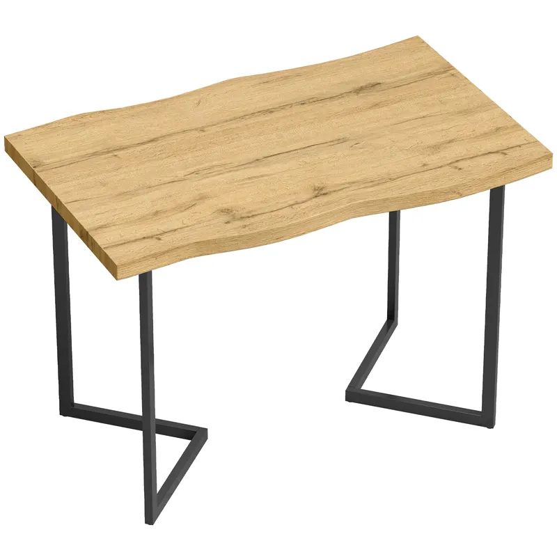 HOMCOM Masă de Dining pentru 2 Persoane cu Blat Gros Picioare Metalice Stil Modern 110x67x75,5 cm Stejar | Romania