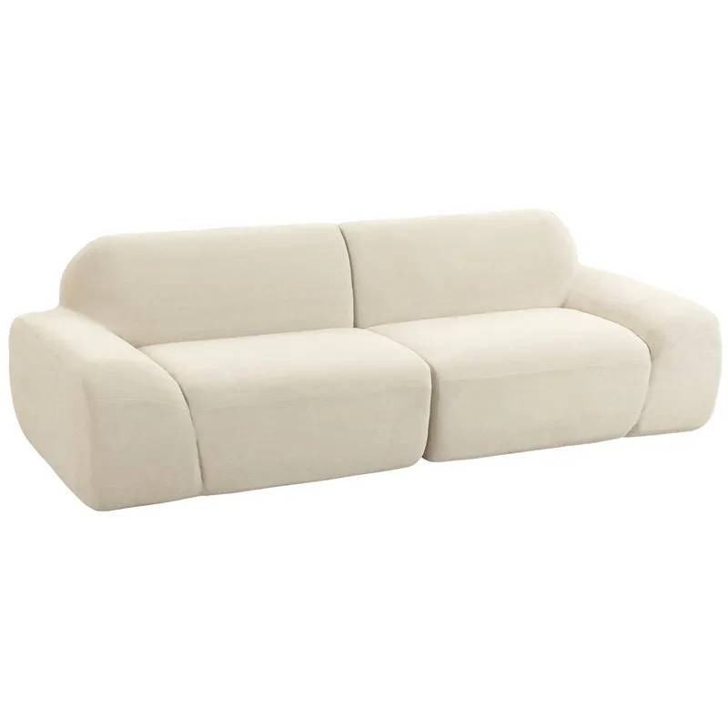 HOMCOM Canapea 3 locuri din chenille 244 cm, canapea modernă pentru living, șezut și brațare late, arcuri individuale (pocket), crem | Romania