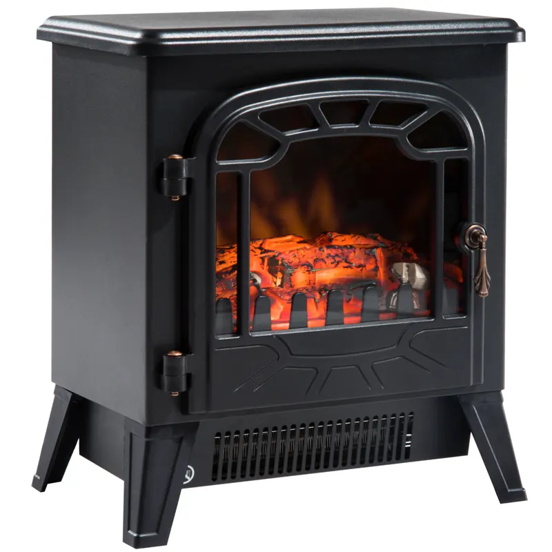 Semineu electric HOMCOM cu putere reglabila cu efect de flacara 900 W/1800 W, 36 x 25,5 x 41,5 cm, negru | Romania