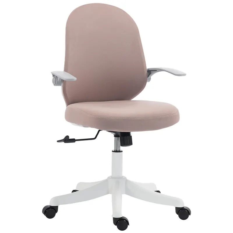 HOMCOM Scaun de Birou Ergonomic cu Brațe Rabatabile și Înălțime Reglabilă, Mesh Respirabil, 60,5x54x99 cm, Roz | Romania