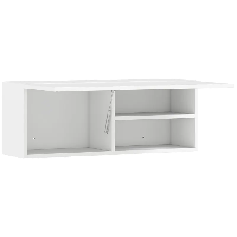 HOMCOM Dulap Suspendat pentru Baie cu Ușă Rabatabilă și Rafturi, 80x25x30 cm, Alb | Romania