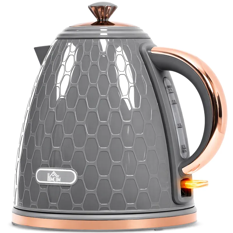 HOMCOM Ceainic, 2200 W, fereastră de vizualizare nivel apă, filtru, fierbere rapidă, Gri | Romania