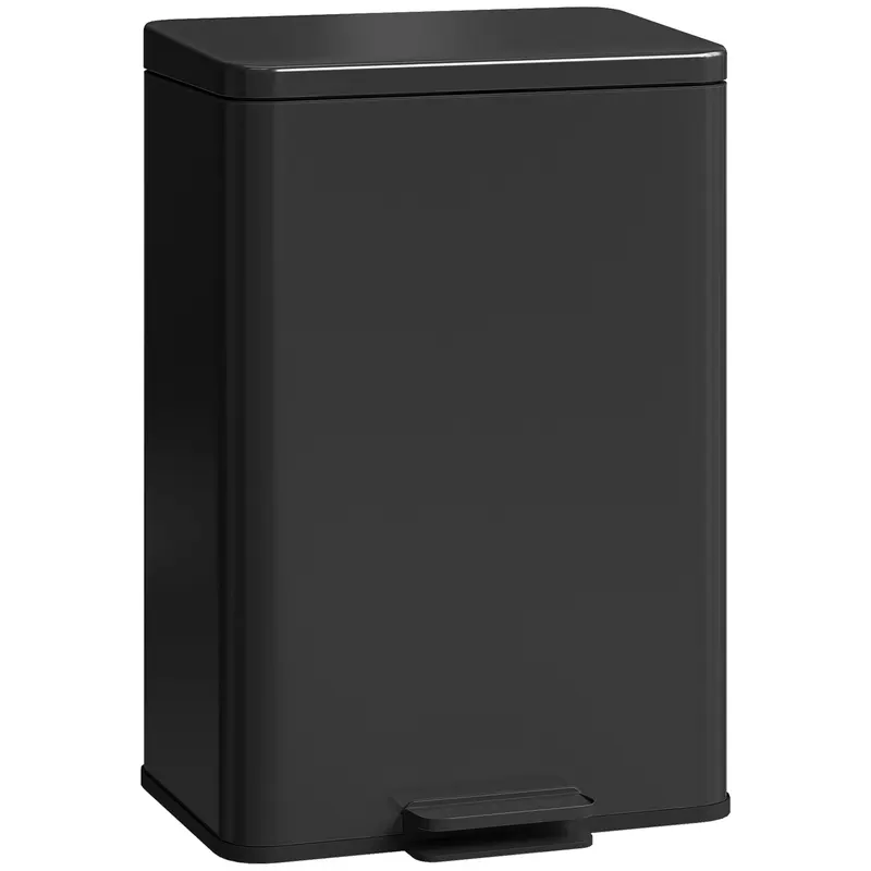 HOMCOM Coș de gunoi 20 L cu pedală, capac cu închidere silențioasă, coș interior detașabil, negru mat, 34,2 x 30,6 x 44,2 cm | Romania