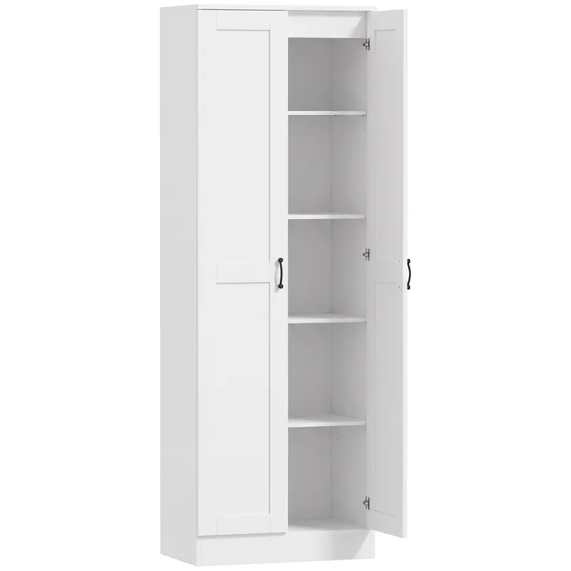 HOMCOM Dulap pentru provizii 175 cm cu spațiu de depozitare, dulap de bucătărie cu uși soft-close și rafturi reglabile, Alb | Romania