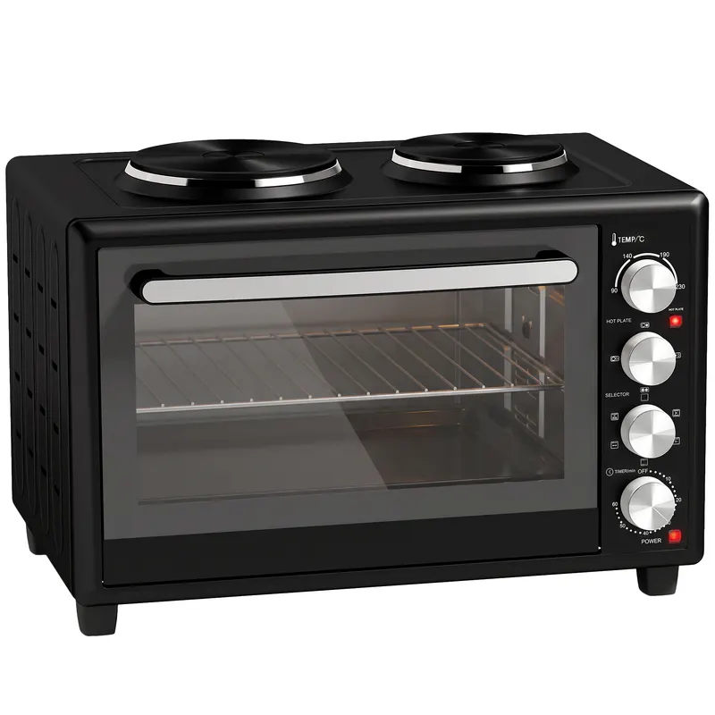 HOMCOM 36L cuptor mini cu 2 plite, cuptor electric de masă cu ventilare, 90–230 °C | Romania