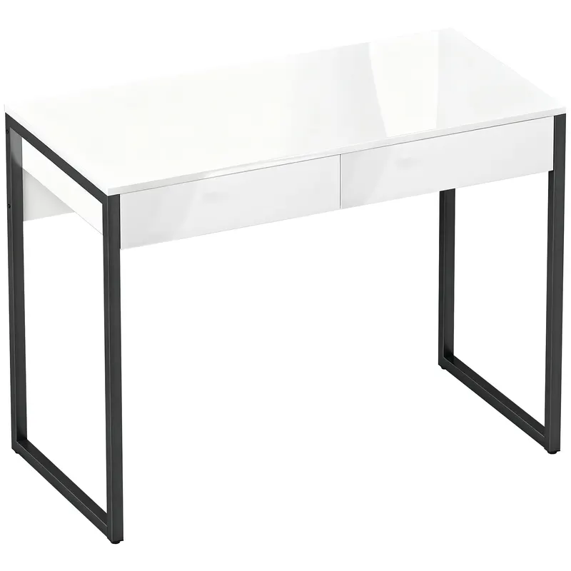 HOMCOM Birou 100 x 50 cm, masă pentru calculator cu 2 sertare, pentru spații mici, negru | Romania