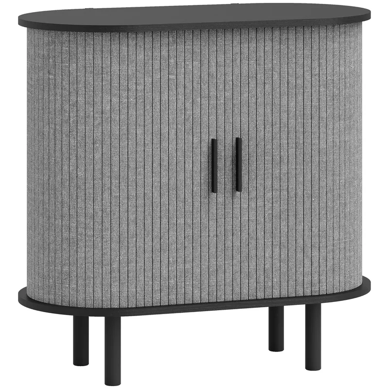 HOMCOM Bufet pentru living, mobilier de depozitare oval cu 2 uși glisante și 2 compartimente, 80 x 40 x 78 cm, gri | Romania