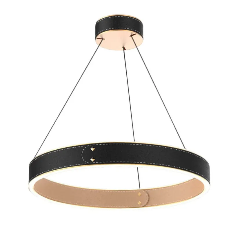 Lampa suspendata LEATHER R negru & maro - Default Title