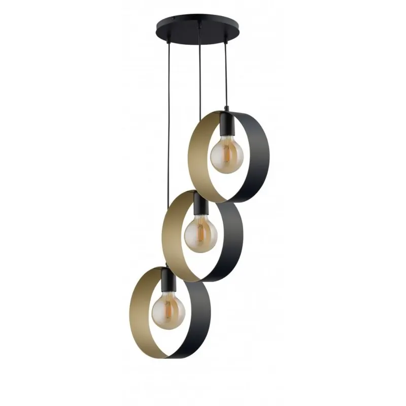 Lampă suspendată GLOSSY 3L - Negru/Gold