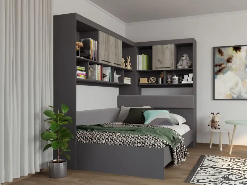 Set Dormitor Colt Lucio C2 Gri / Lemn — imaginea 3