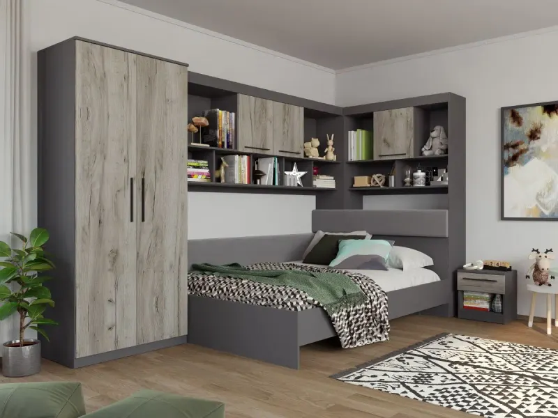 Dulap Lucio 2U Gri / Lemn — imaginea 3