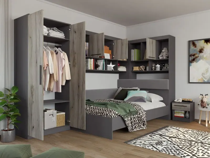Set Dormitor Colt Lucio C8 Gri / Lemn — imaginea 2