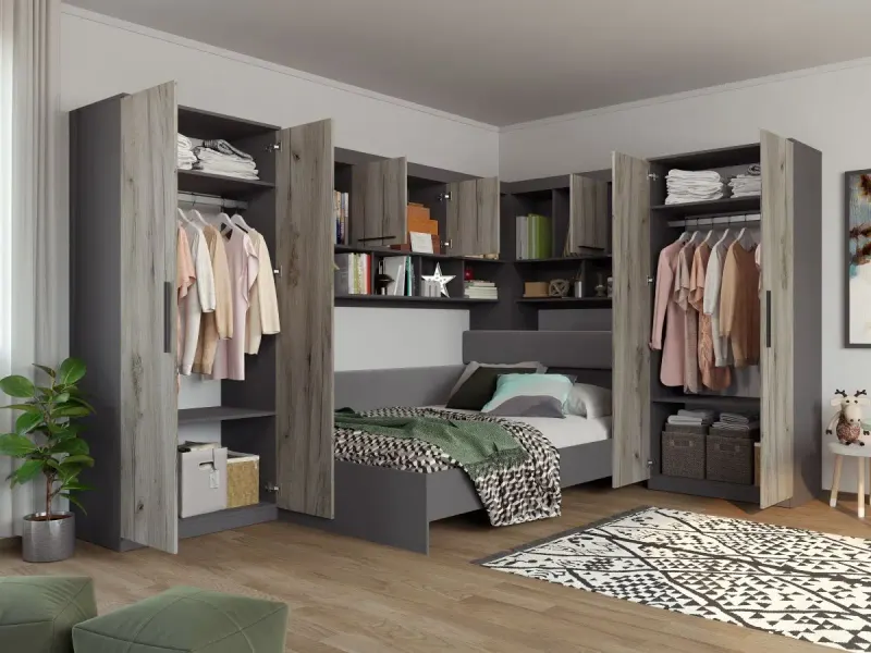Set Dormitor Colt Lucio C6 Gri / Lemn — imaginea 2