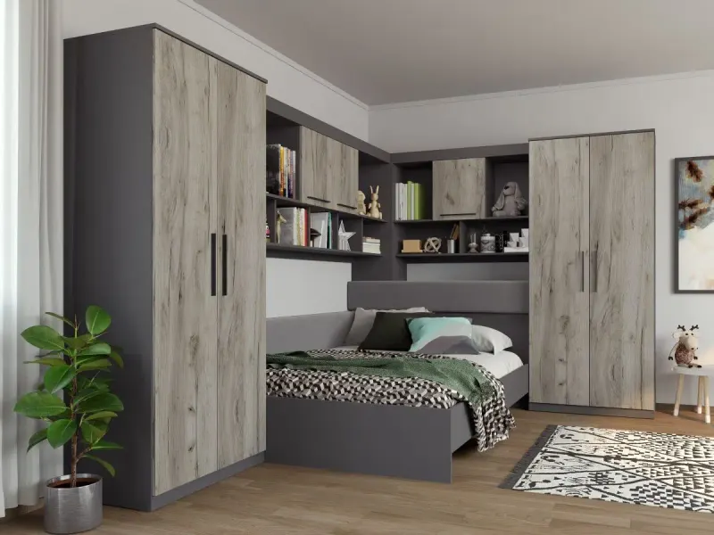 Set Dormitor Colt Lucio C6 Gri / Lemn — imaginea 3
