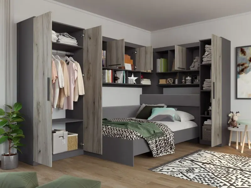 Set Dormitor Colt Lucio C4 Gri / Lemn — imaginea 2