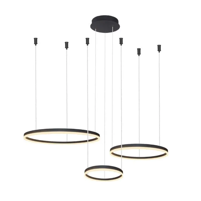Lampa suspendata dimabila SELMA Ø80/60/40 CM - Negru