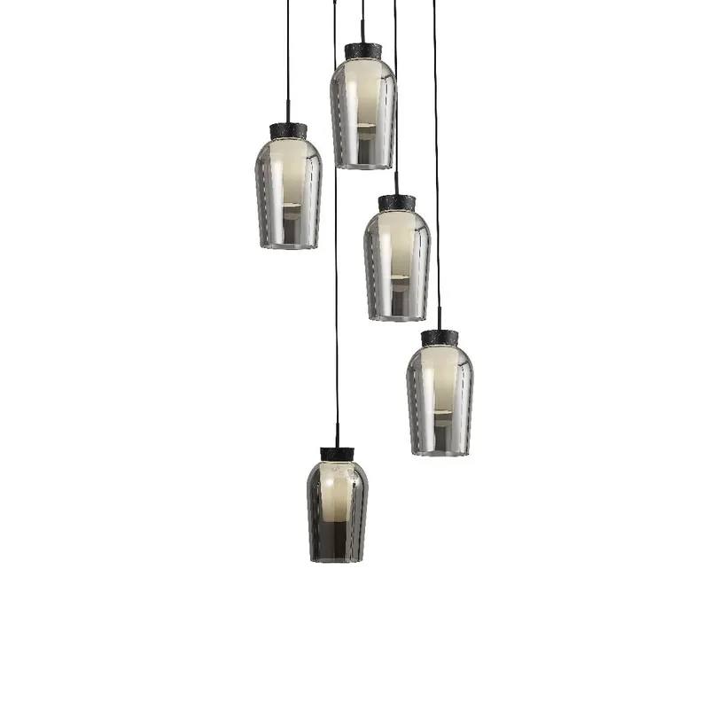Lampa suspendata NORMAD 5 - Negru/Marmura