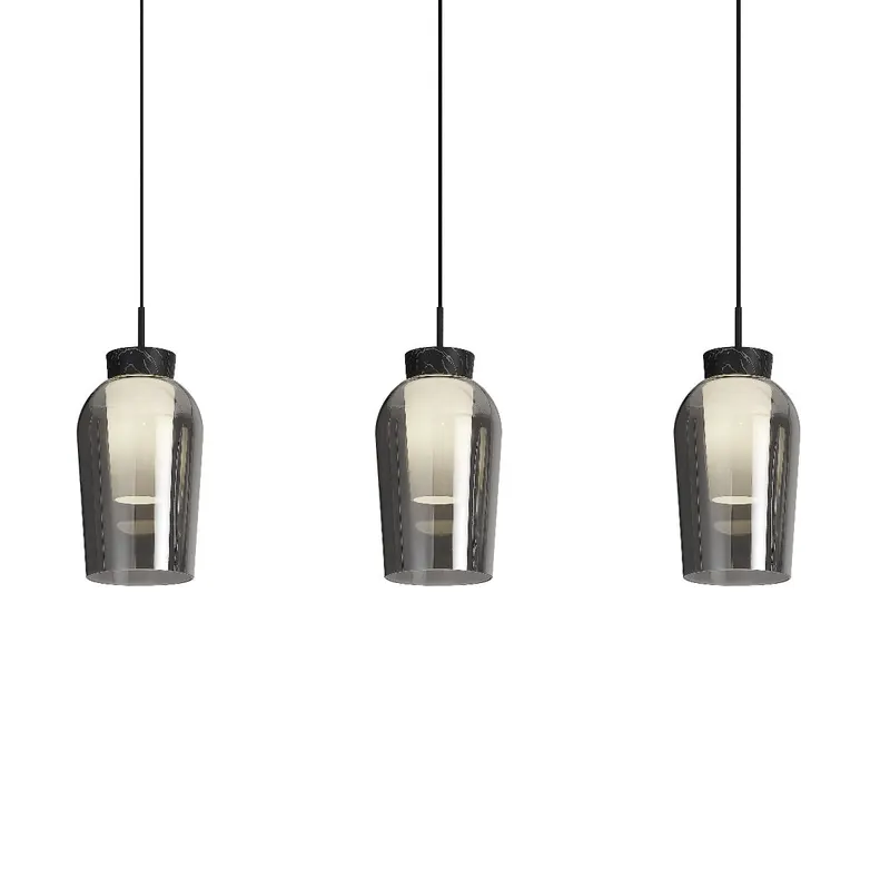 Lampa suspendata NORMAD LINIAR - Negru/Marmura