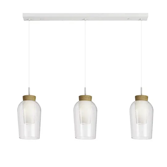 Lampa suspendata NORMAD LINIAR - Alb/Lemn
