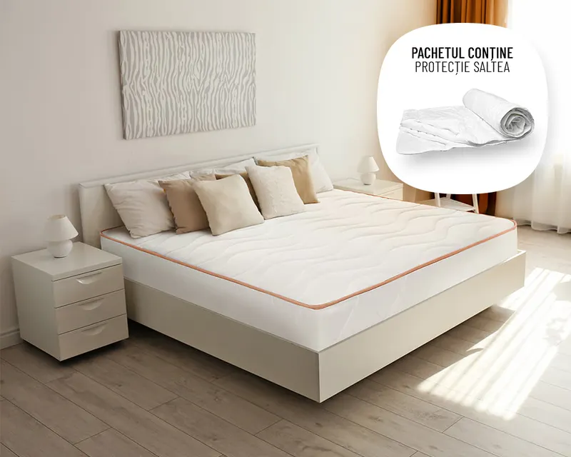 Saltea Ortopedica Green Future Orange Line Pachet 180x200 cm, medie/tare, 18 cm, husa antialergica