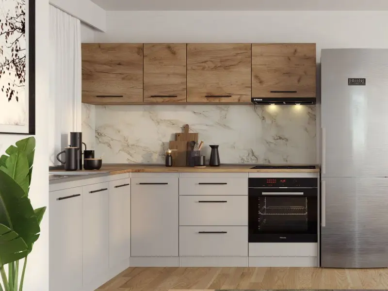 Set Mobila Bucatarie Colt Linea 180*220 Casmir / Stejar C20 — imaginea 2