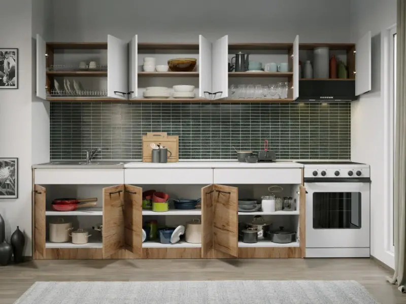 Set Mobila Bucatarie Gastro 300 Alb/Stejar - C43 — imaginea 2