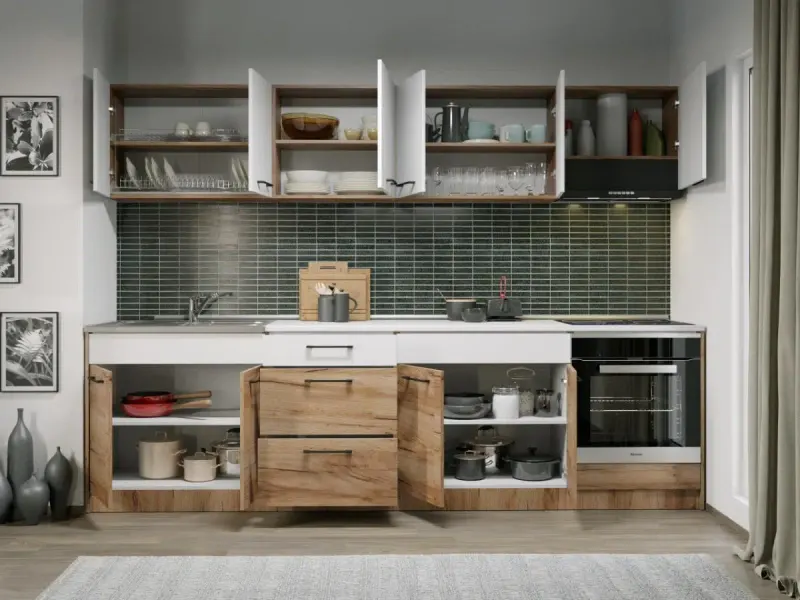Set Mobila Bucatarie Gastro 280 Alb/Stejar - C42 — imaginea 2