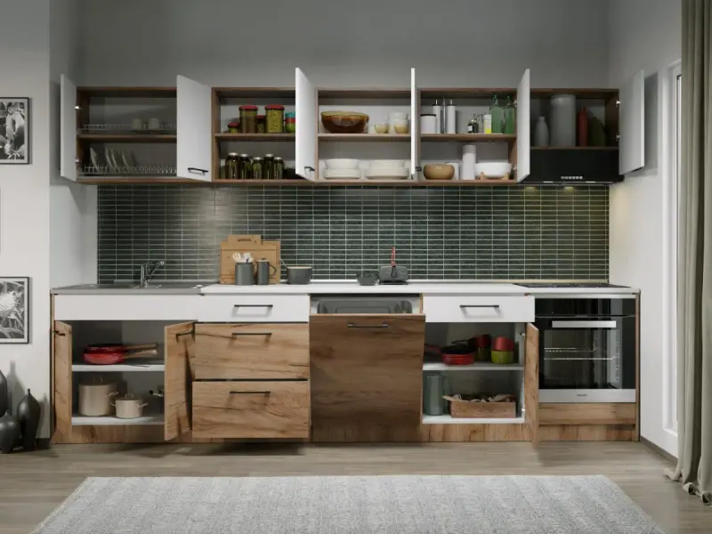 Set Mobila Bucatarie Gastro 320 Alb/Stejar - C45 — imaginea 2