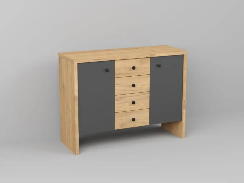 Comoda Pero cu sertare - Hickory / Gri
