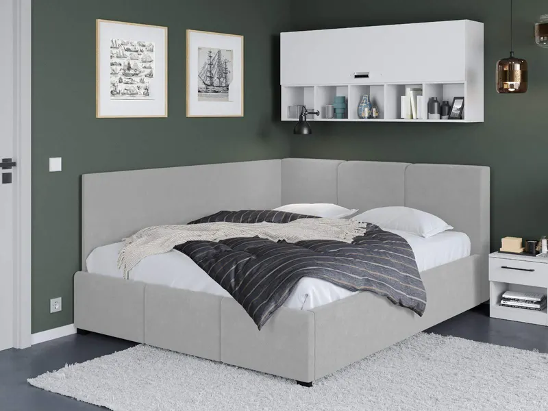 Pat Tapitat de colt Avelis cu somiera fixa Gri - Swing 16 140x200