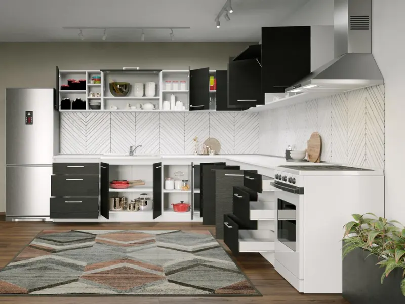 Set Mobila Bucatarie Colt Mina 280*280 Alb/Ferrara - C36 — imaginea 3