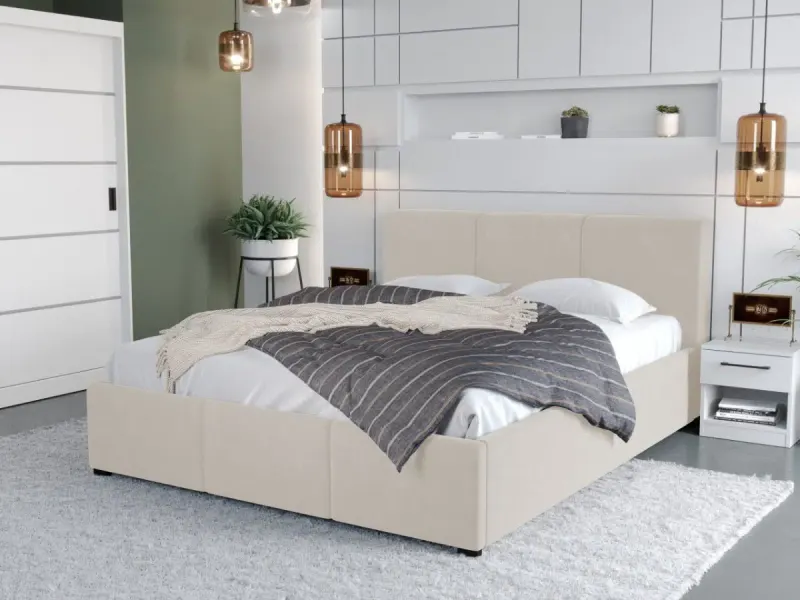 Pat Tapitat Avelis cu somiera fixa Crem - Swing 1 180x200